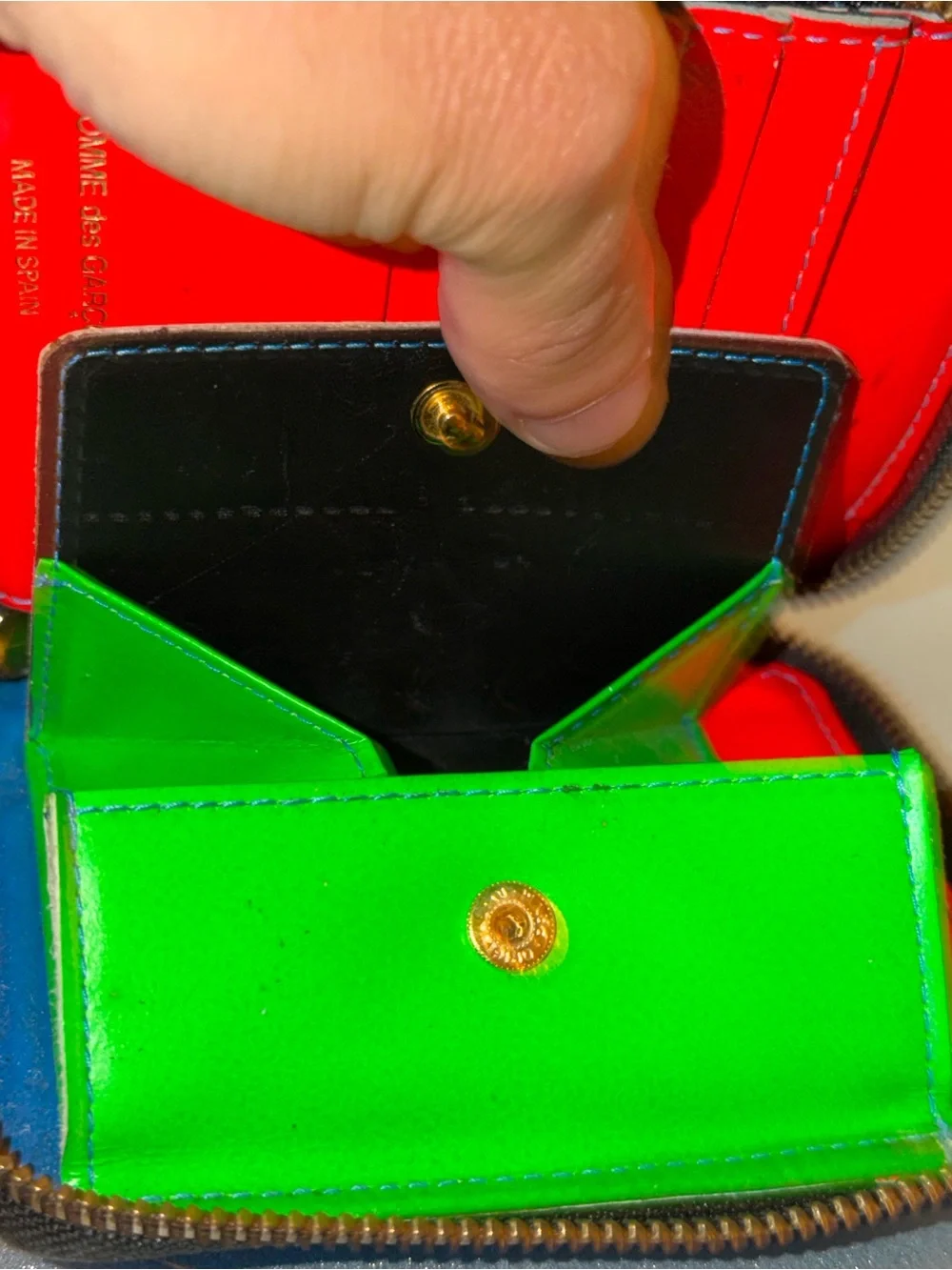 Comme De Garçons full zip neon wallet As-Is